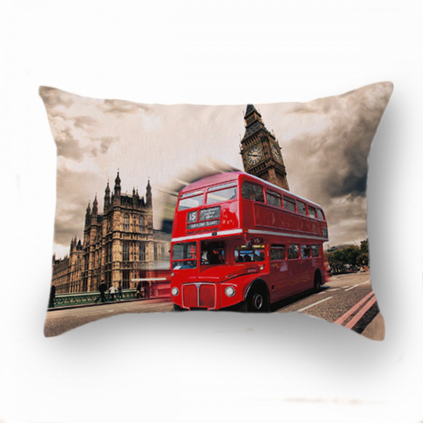 Red bus polštářek fotoprint